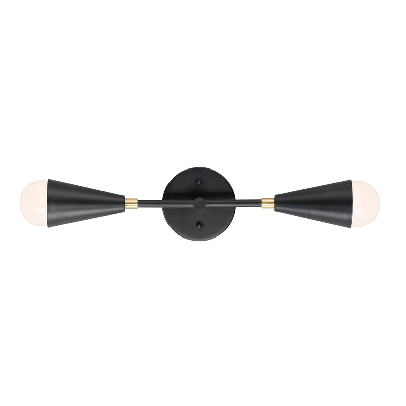 Maxim 11262BKSBR Two Light Wall Sconce, Black / Satin Brass