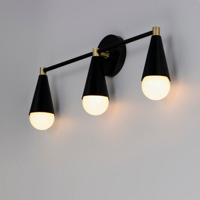 Maxim 11263BKSBR Three Light Bath Vanity, Black / Satin Brass