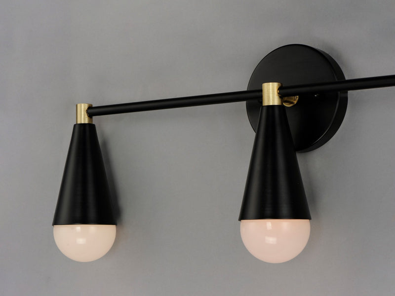 Maxim 11263BKSBR Three Light Bath Vanity, Black / Satin Brass