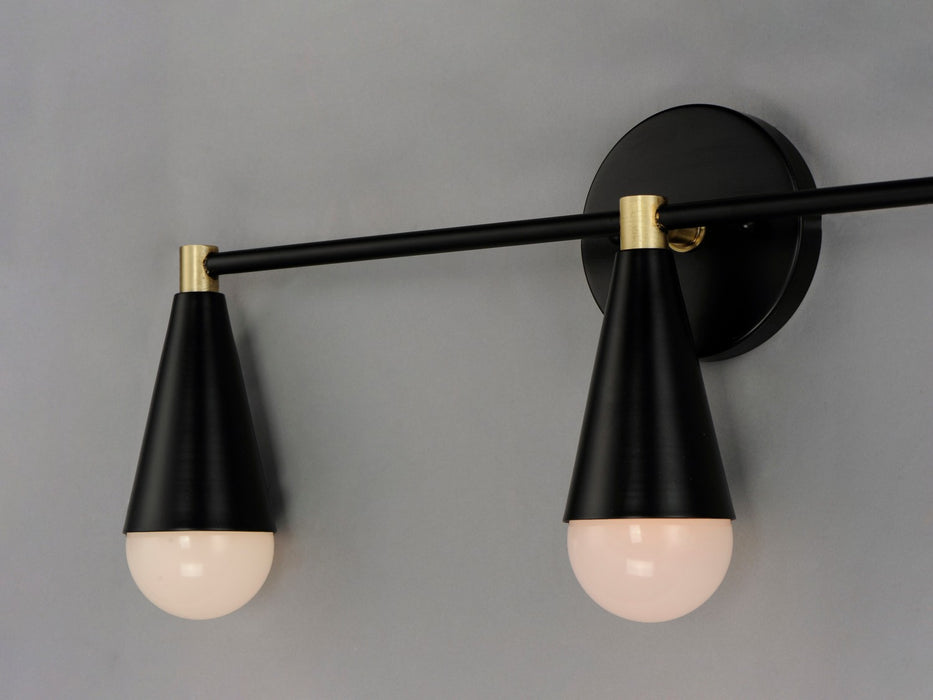 Maxim 11263BKSBR Three Light Bath Vanity, Black / Satin Brass
