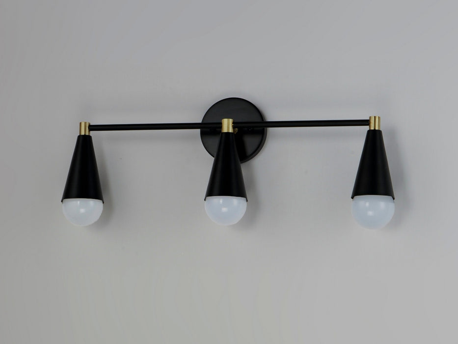 Maxim 11263BKSBR Three Light Bath Vanity, Black / Satin Brass