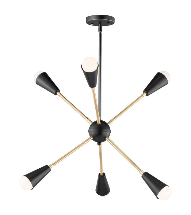 Maxim 11266BKSBR Six Light Pendant, Black / Satin Brass