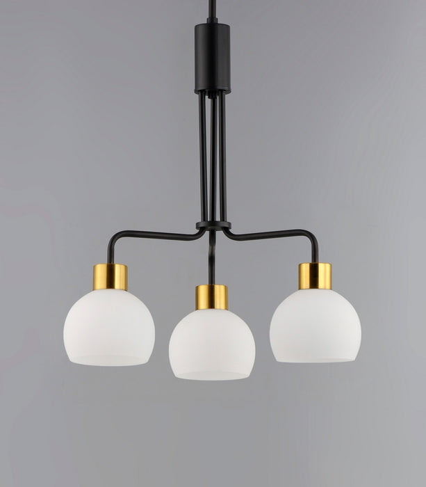 Maxim 11276SWBZSBR Three Light Chandelier, Bronze / Satin Brass