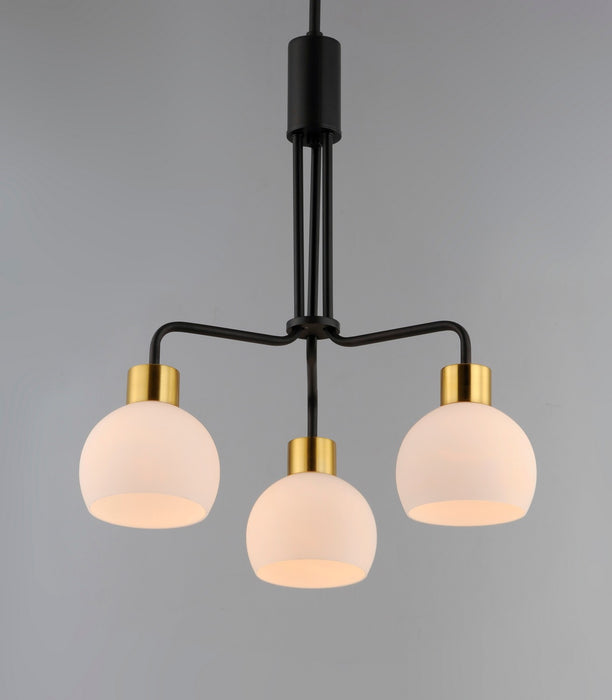 Maxim 11276SWBZSBR Three Light Chandelier, Bronze / Satin Brass
