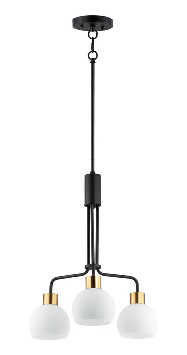 Maxim 11276SWBZSBR Three Light Chandelier, Bronze / Satin Brass