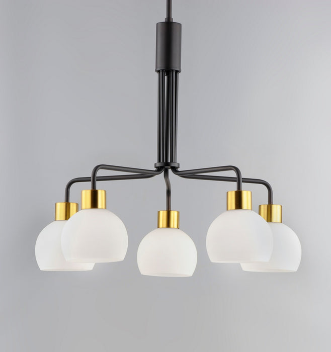 Maxim 11277SWBZSBR Five Light Chandelier, Bronze / Satin Brass