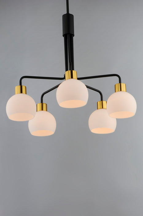 Maxim 11277SWBZSBR Five Light Chandelier, Bronze / Satin Brass
