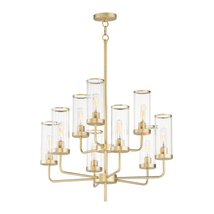 Maxim 11479CRSBR Nine Light Chandelier, Satin Brass