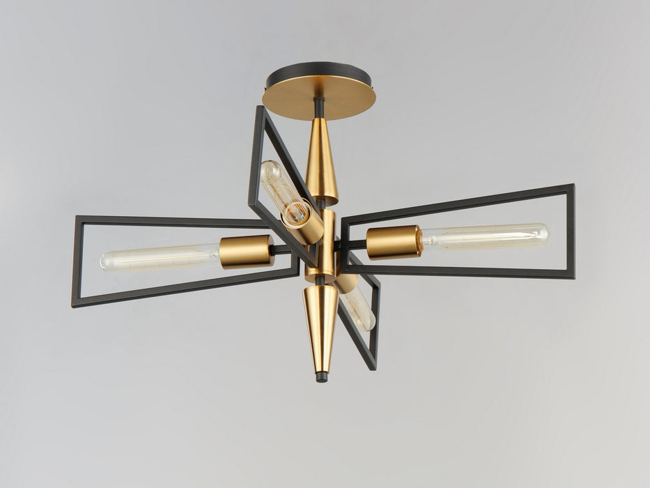 Maxim 11650BKSBR Four Light Flush Mount, Black / Satin Brass