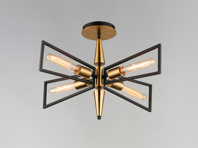 Maxim 11650BKSBR Four Light Flush Mount, Black / Satin Brass