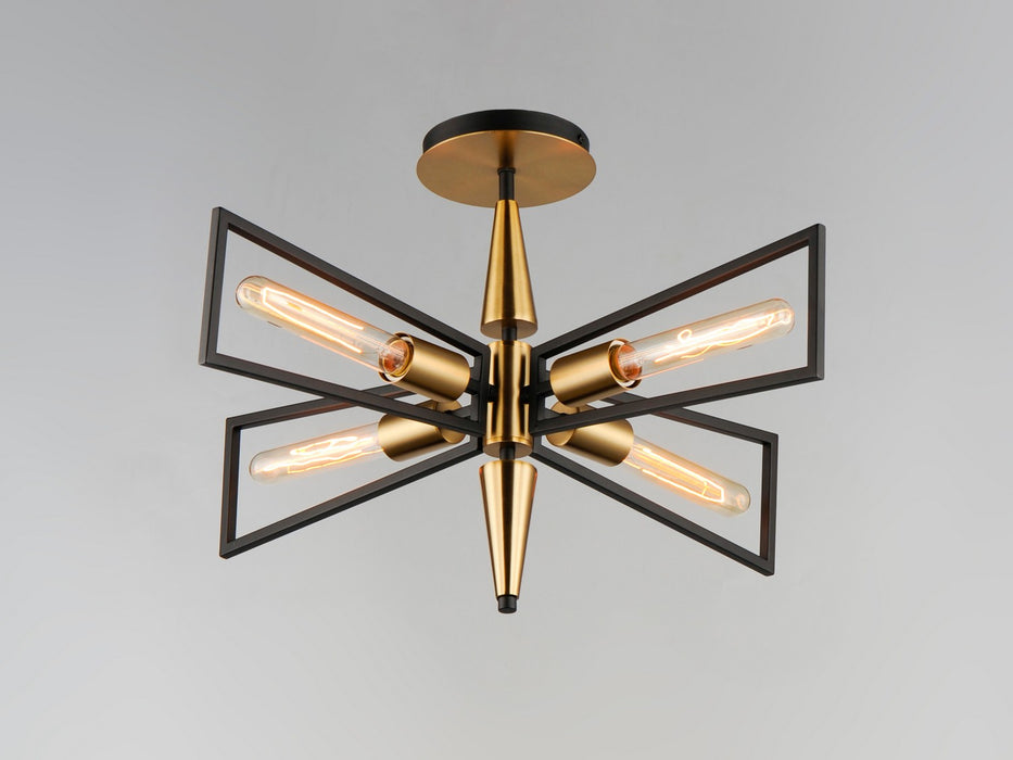 Maxim 11650BKSBR Four Light Flush Mount, Black / Satin Brass