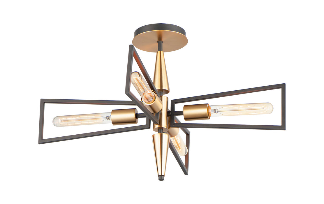 Maxim 11650BKSBR Four Light Flush Mount, Black / Satin Brass