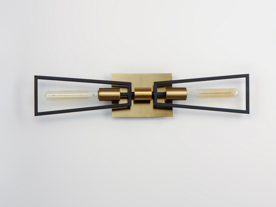Maxim 11652BKSBR Two Light Wall Sconce, Black / Satin Brass