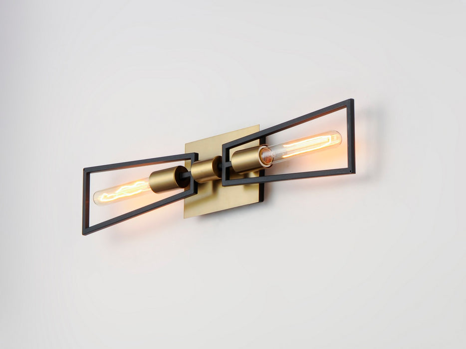 Maxim 11652BKSBR Two Light Wall Sconce, Black / Satin Brass