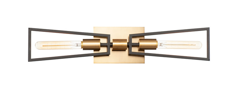 Maxim 11652BKSBR Two Light Wall Sconce, Black / Satin Brass