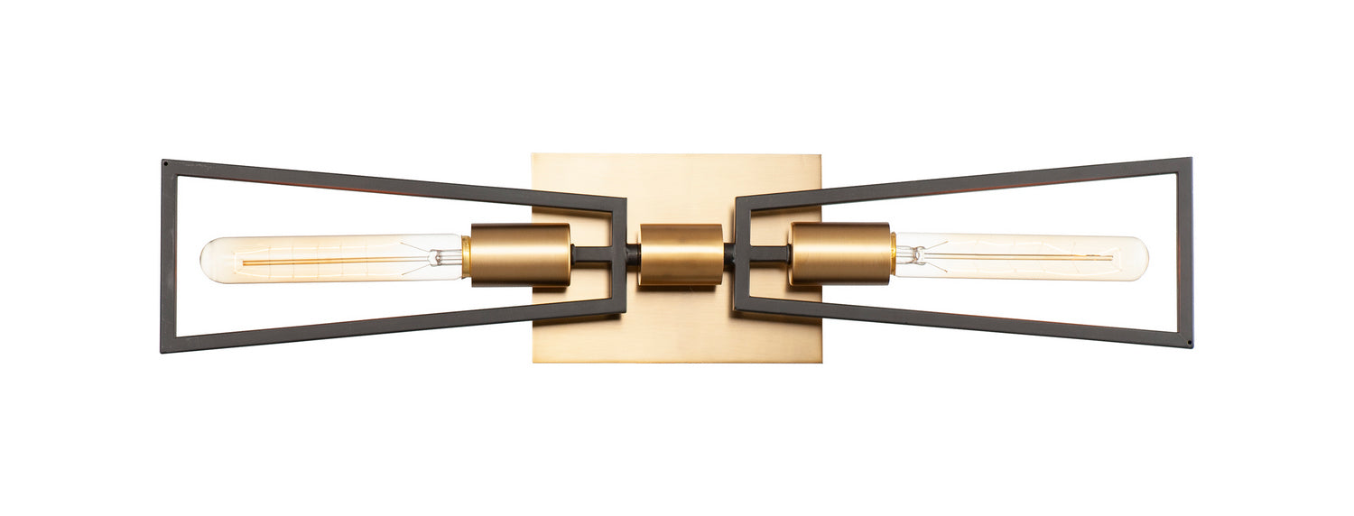 Maxim 11652BKSBR Two Light Wall Sconce, Black / Satin Brass