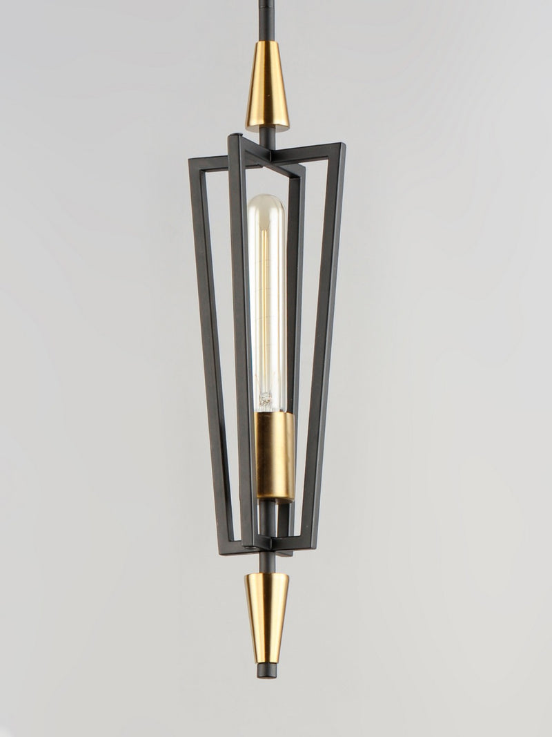 Maxim 11653BKSBR One Light Pendant, Black / Satin Brass