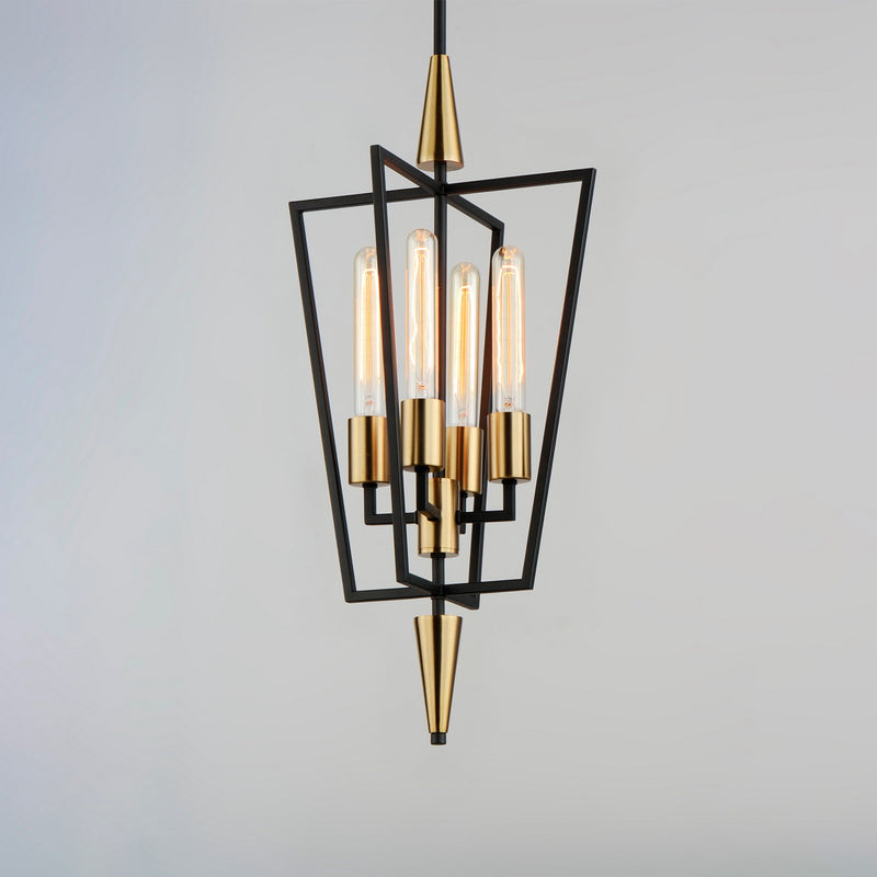 Maxim 11654BKSBR Four Light Pendant, Black / Satin Brass