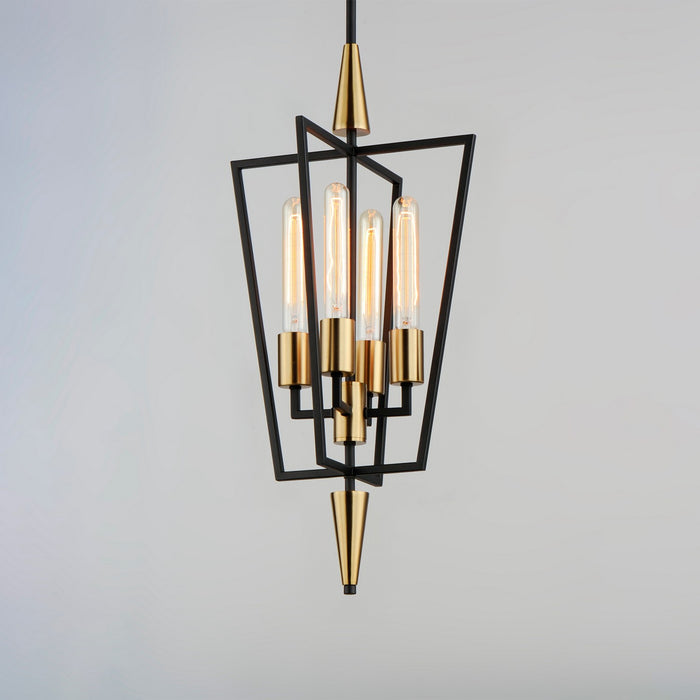 Maxim 11654BKSBR Four Light Pendant, Black / Satin Brass