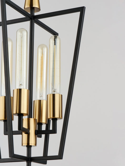 Maxim 11654BKSBR Four Light Pendant, Black / Satin Brass
