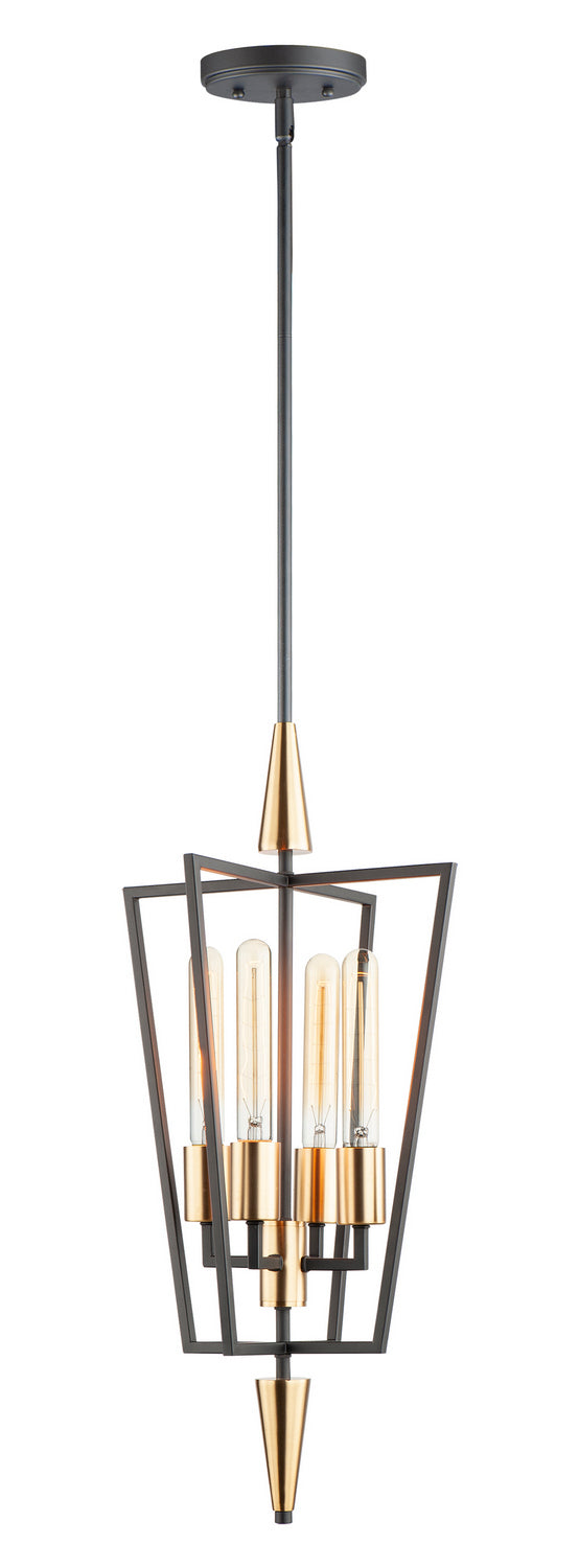 Maxim 11654BKSBR Four Light Pendant, Black / Satin Brass