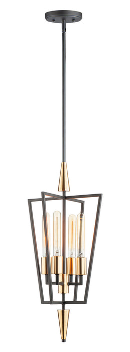 Maxim 11654BKSBR Four Light Pendant, Black / Satin Brass