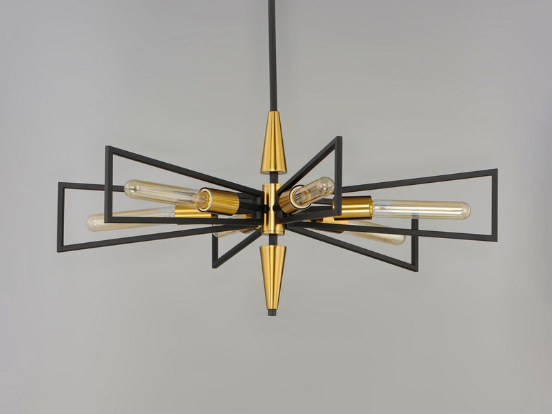 Maxim 11656BKSBR Six Light Chandelier, Black / Satin Brass