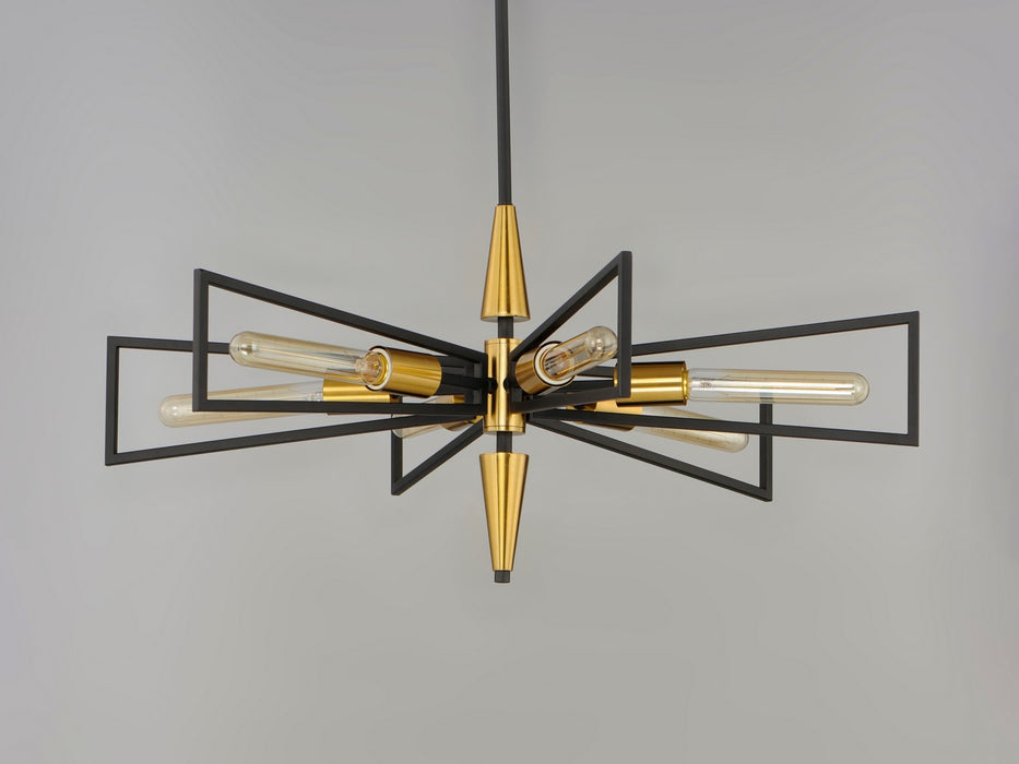Maxim 11656BKSBR Six Light Chandelier, Black / Satin Brass