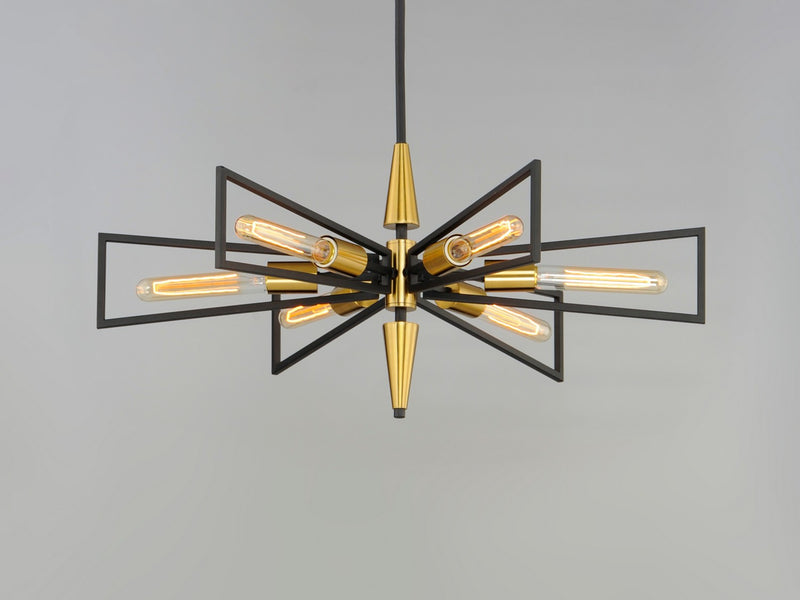 Maxim 11656BKSBR Six Light Chandelier, Black / Satin Brass