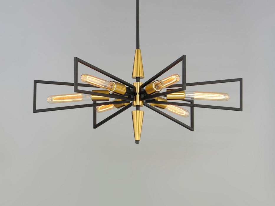 Maxim 11656BKSBR Six Light Chandelier, Black / Satin Brass
