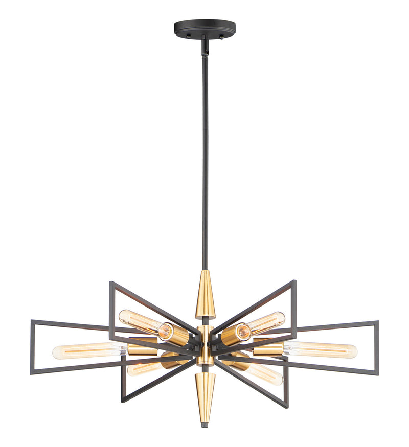Maxim 11656BKSBR Six Light Chandelier, Black / Satin Brass
