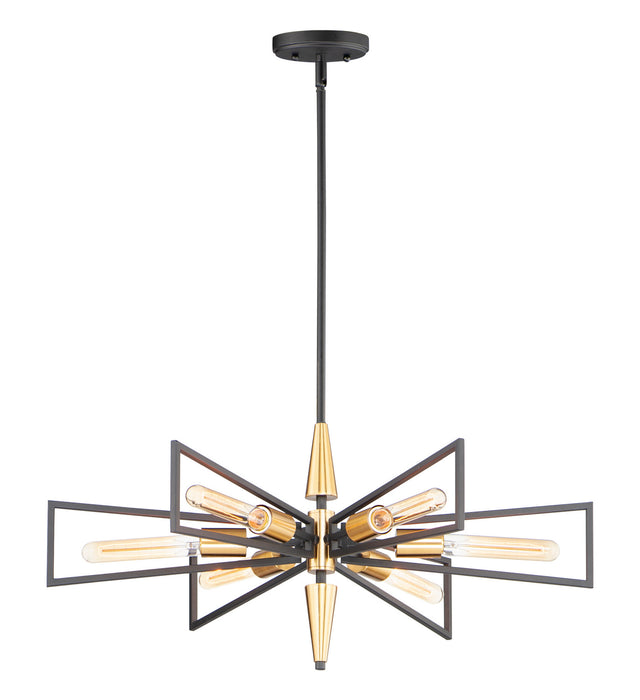Maxim 11656BKSBR Six Light Chandelier, Black / Satin Brass