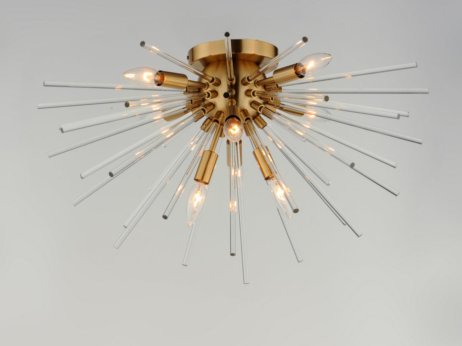 Maxim 28660CLSBR Eight Light Flush Mount, Satin Brass