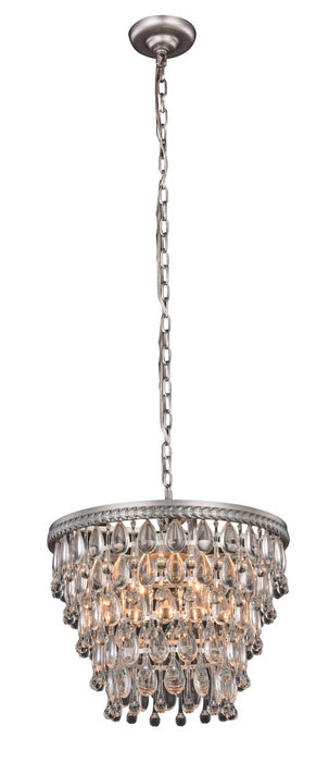 Elegant Lighting 1219D16AS/RC Four Light Pendant, Antique Silver