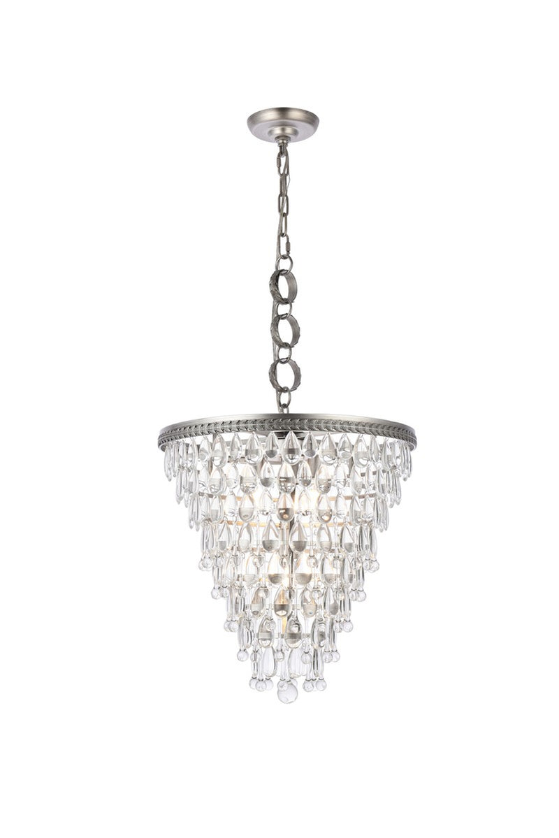 Elegant Lighting 1219D18AS/RC Five Light Pendant, Antique Silver