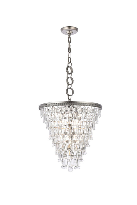 Elegant Lighting 1219D18AS/RC Five Light Pendant, Antique Silver