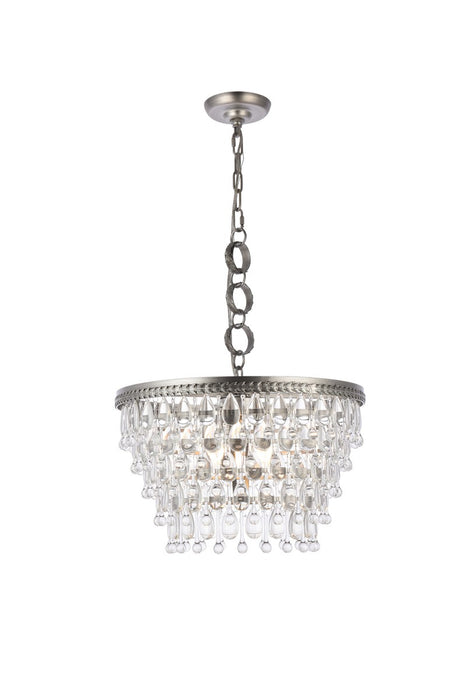 Elegant Lighting 1219D19AS/RC Five Light Pendant, Antique Silver