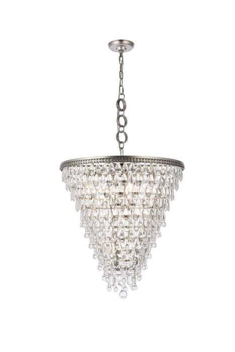 Elegant Lighting 1219D24AS/RC Seven Light Chandelier, Antique Silver