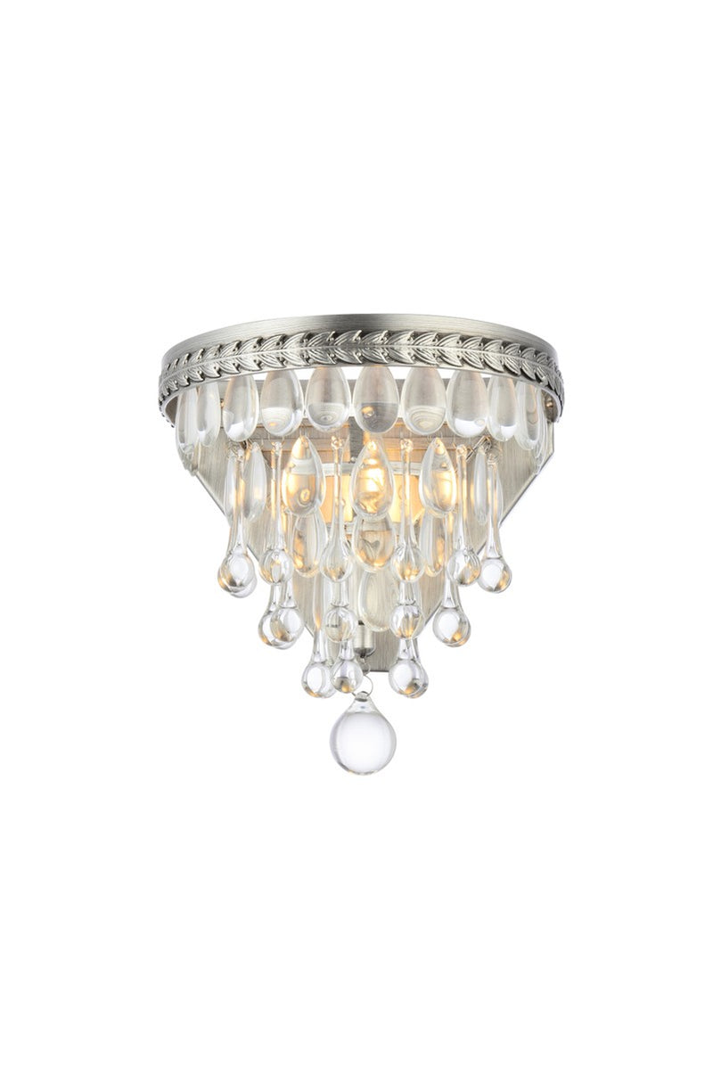 Elegant Lighting 1219W9AS/RC One Light Wall Sconce, Antique Silver