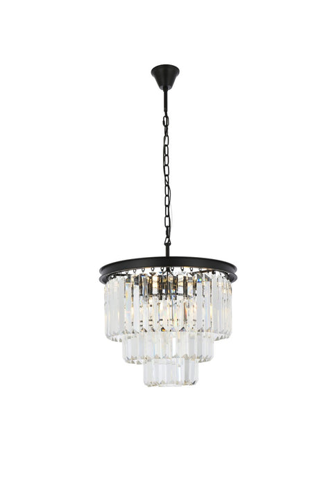 Elegant Lighting 1231D20MB/RC Nine Light Chandelier, Matte Black
