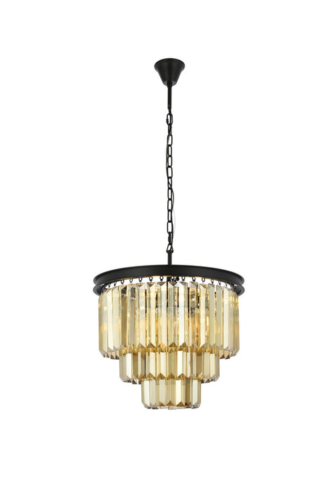 Elegant Lighting 1231D20MB-GT/RC Nine Light Chandelier, Matte Black