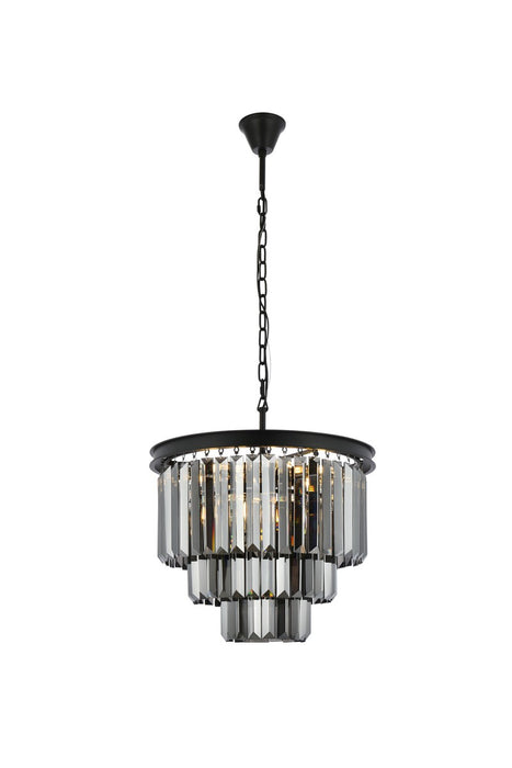 Elegant Lighting 1231D20MB-SS/RC Nine Light Chandelier, Matte Black