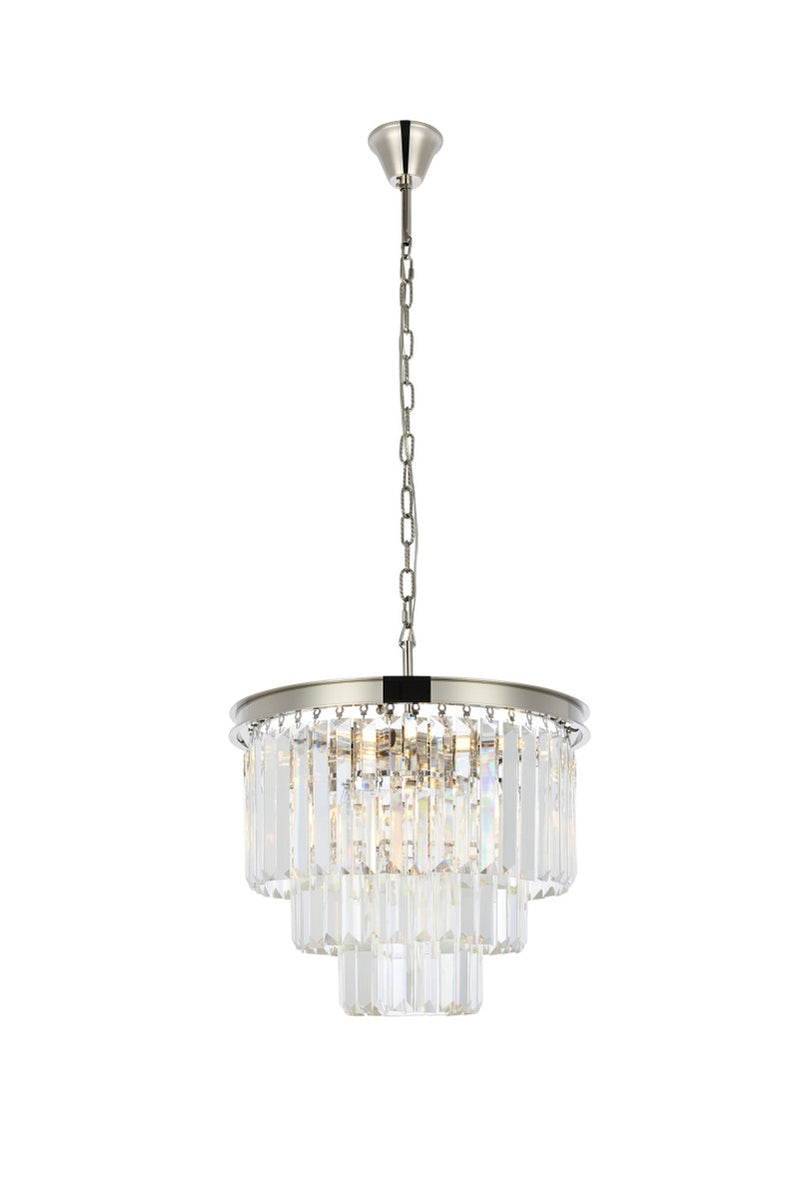 Elegant Lighting 1231D20PN/RC Nine Light Chandelier, Polished Nickel