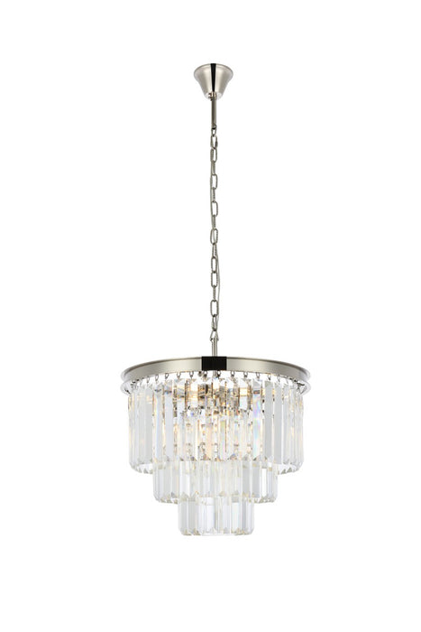 Elegant Lighting 1231D20PN/RC Nine Light Chandelier, Polished Nickel