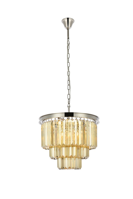 Elegant Lighting 1231D20PN-GT/RC Nine Light Chandelier, Polished Nickel