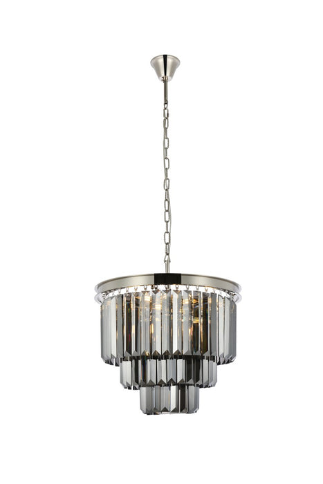 Elegant Lighting 1231D20PN-SS/RC Nine Light Chandelier, Polished Nickel