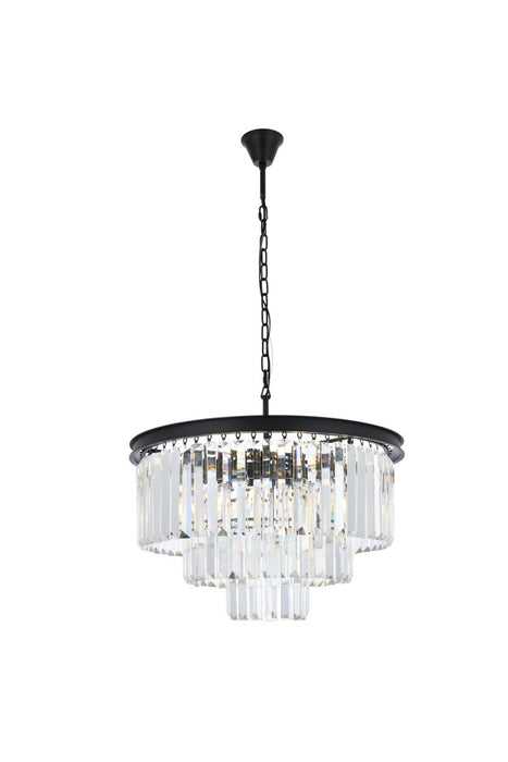 Elegant Lighting 1231D26MB/RC Nine Light Chandelier, Matte Black
