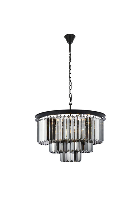 Elegant Lighting 1231D26MB-SS/RC Nine Light Chandelier, Matte Black