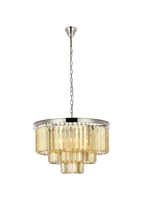 Elegant Lighting 1231D26PN-GT/RC Nine Light Chandelier, Polished Nickel