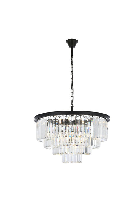 Elegant Lighting 1231D32MB/RC 17 Light Chandelier, Matte Black